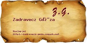 Zadravecz Géza névjegykártya