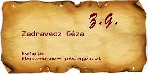 Zadravecz Géza névjegykártya